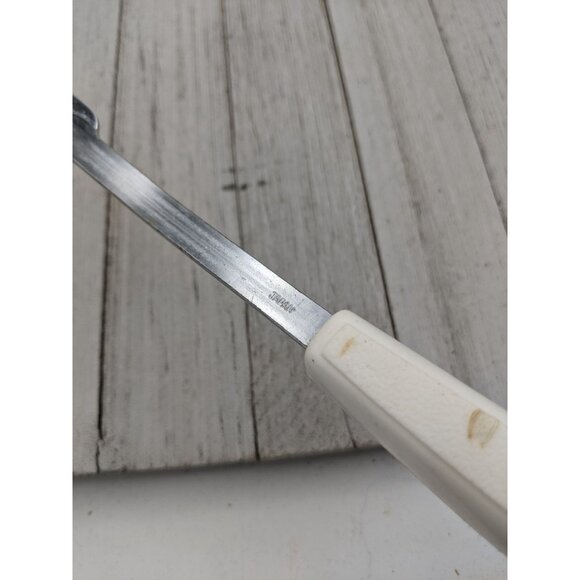 Vintage Meat Fork 12" White Handle Chrome - Picture 9 of 9